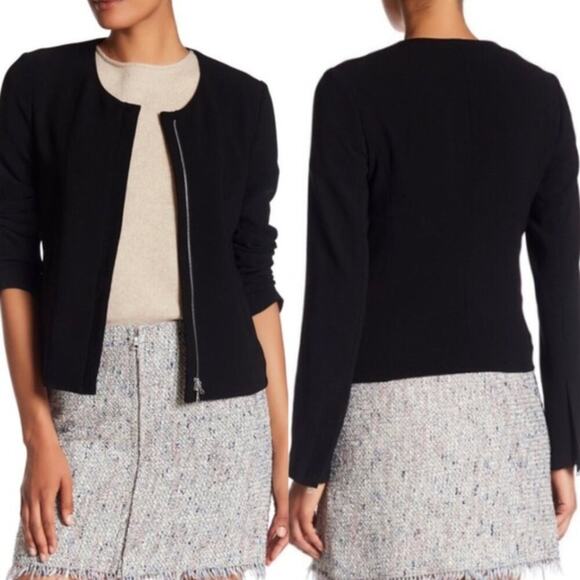 THEORY Black Tarlan-Admiral Zip Front Jacket size 2 - Picture 1 of 9